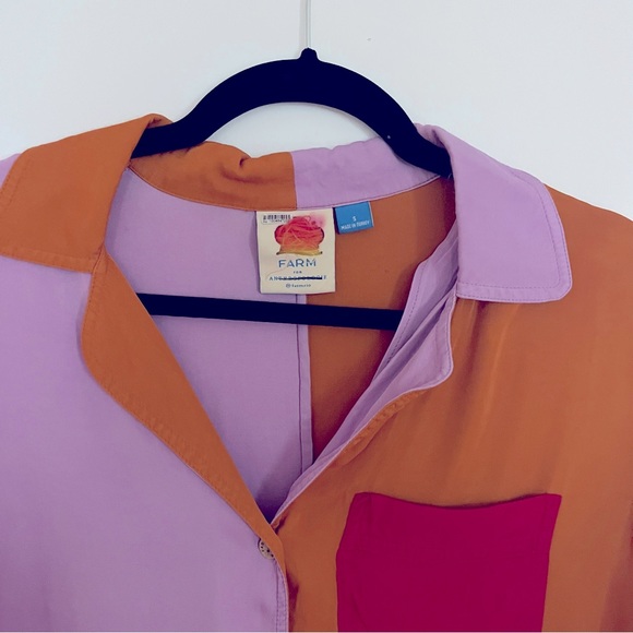 Farm Rio Colorblock Anthropologie Button Down Top - Picture 10 of 12